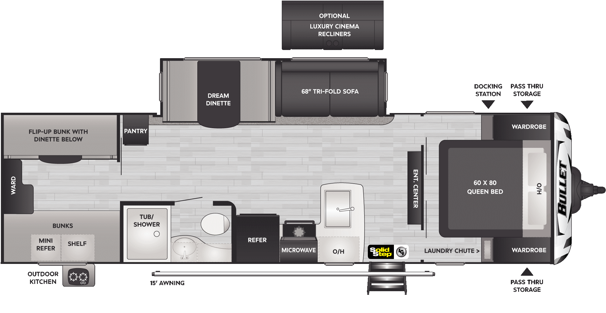 2022 KEYSTONE BULLET 287QBSWE, , floor-plans-day image number 0